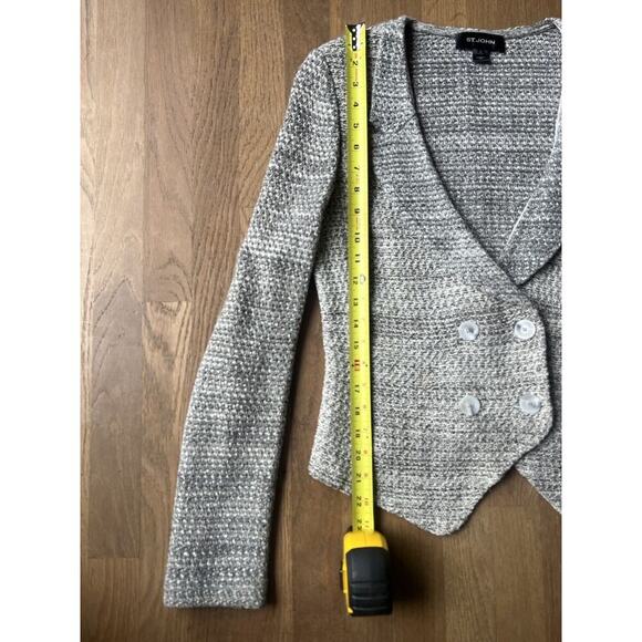 NWT St John Knit Blazer Platinum Multi Double Breasted Textured Jacket Size 8 - Picture 8 of 10